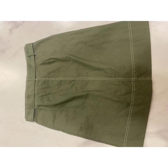 J.Crew Olive Green Button-Front Skirt with Belt - Size 4 - Picture 4 of 6